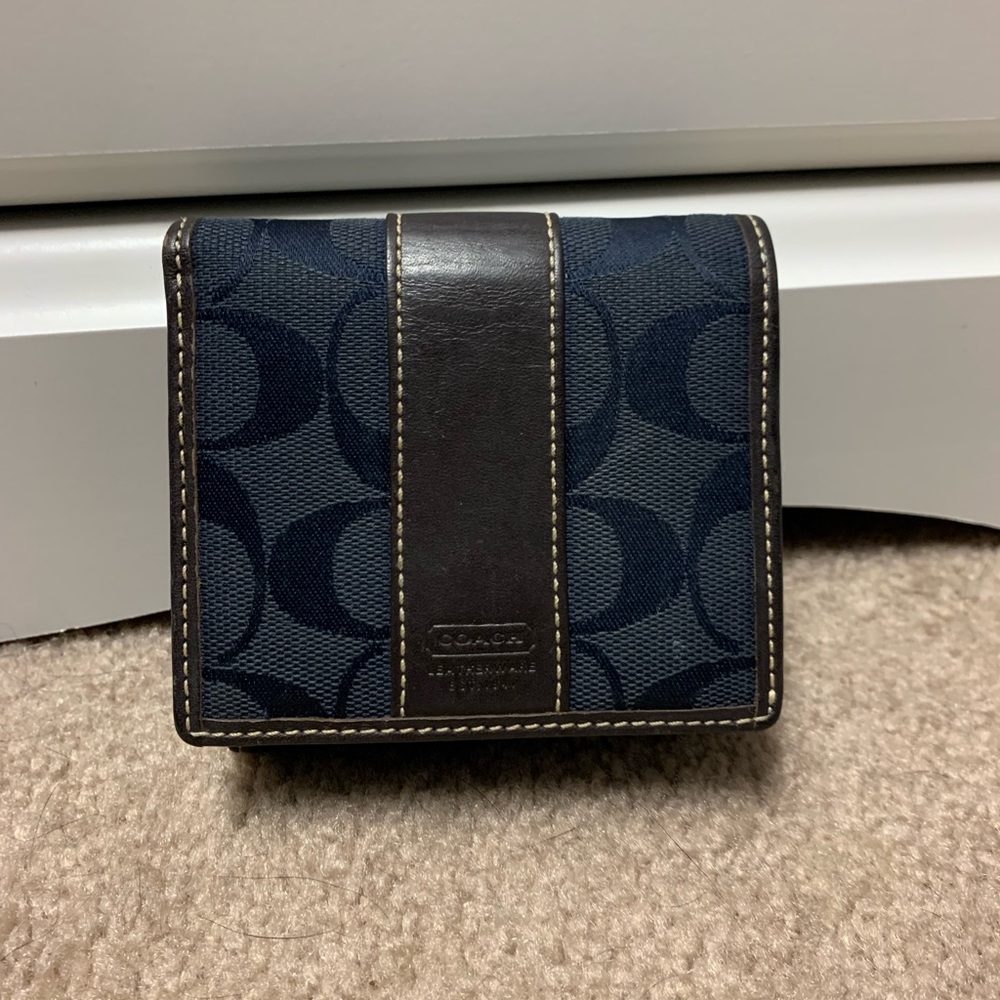 Navy and Brown Coach Wallet